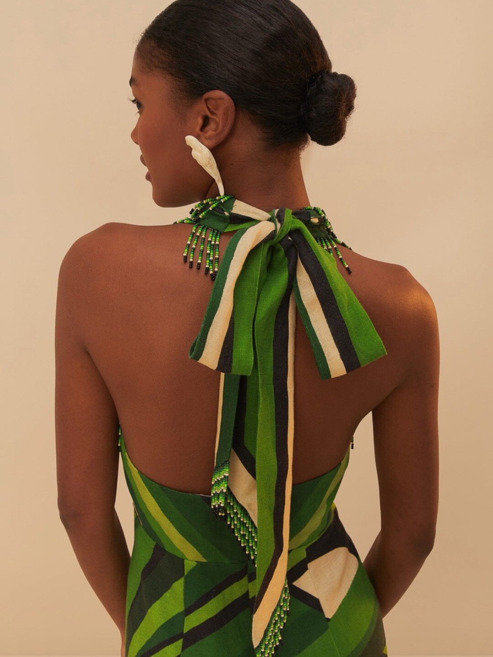 FARM Rio Green Toucan Tree Beaded Halter Convertible Maxi Dress - Picture 4 of 5
